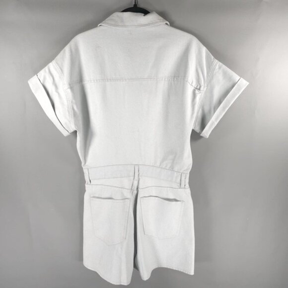 NWT ZARA Metallic Denim 100% Cotton DustyBlue Shimmer Short Romper 6929/201 Sz M - Picture 12 of 14